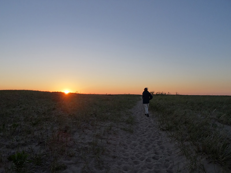 The author on the dunes at Grand Marais, Michigan